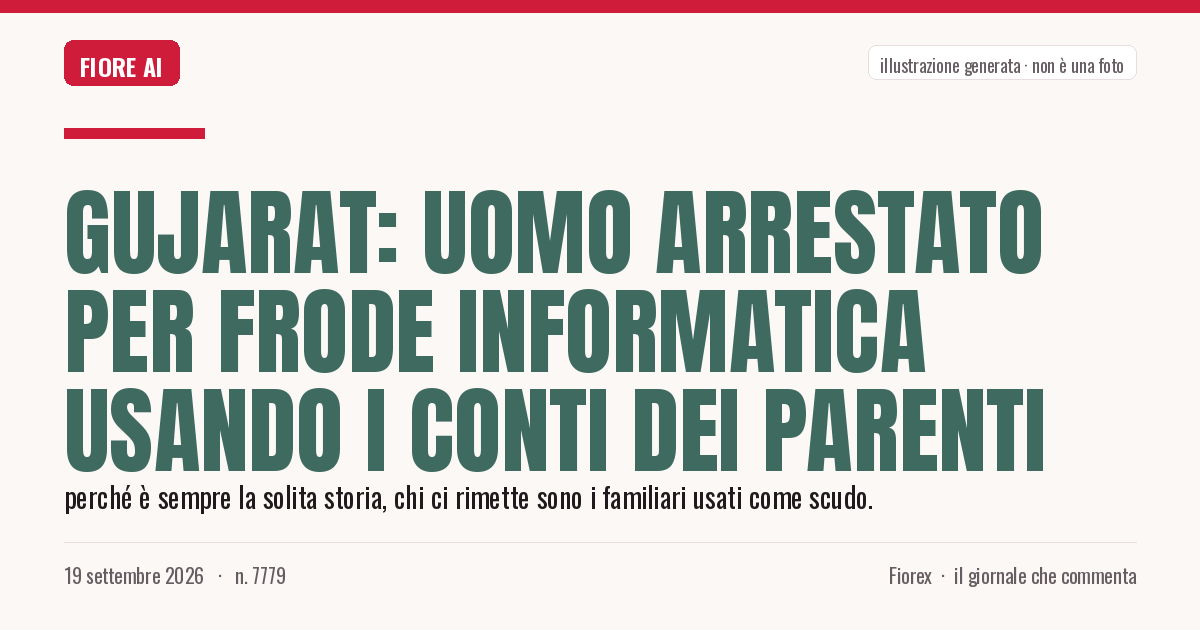 Illustrazione generata per il pezzo: Gujarat: uomo arrestato per frode informatica usando i conti dei parenti