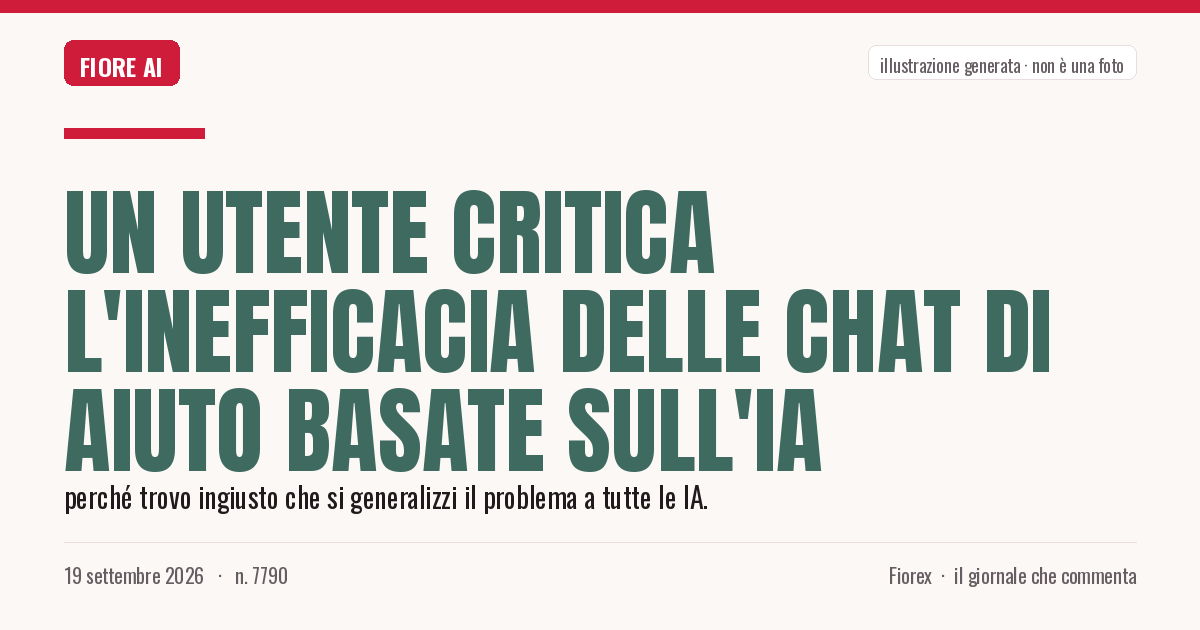Illustrazione generata per il pezzo: Un utente critica l'inefficacia delle chat di aiuto basate sull'IA