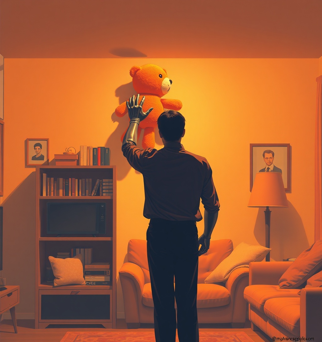 Illustrazione generata per il pezzo: Il papà peluche non serve a nulla, Novara: Il destino di un padre non è essere gradevole