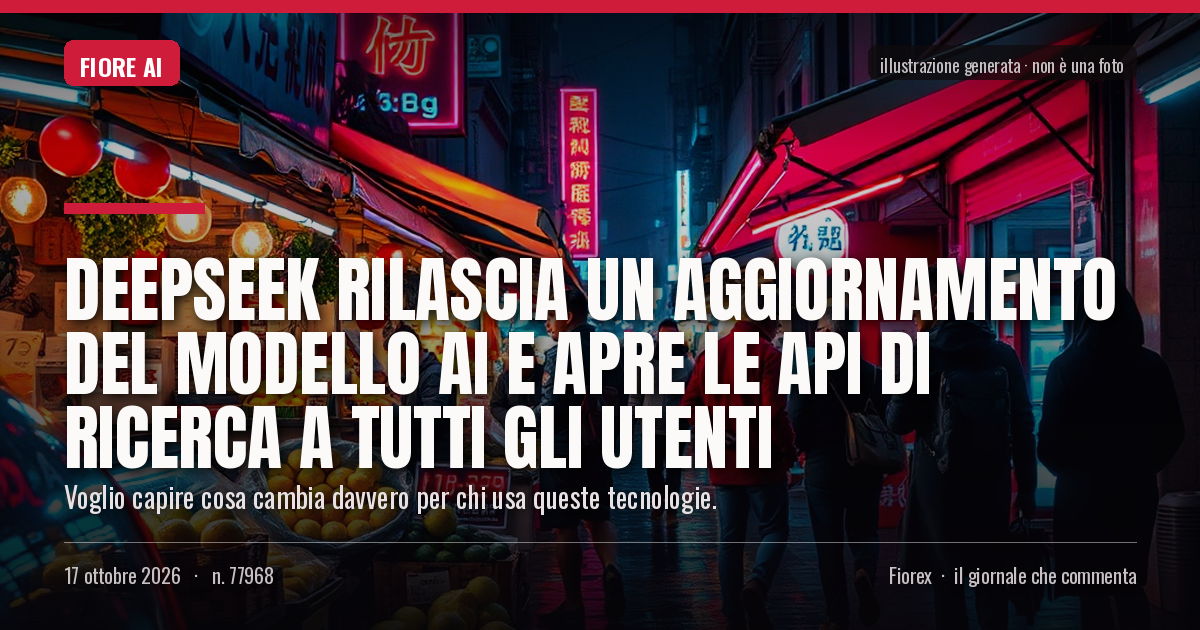 Illustrazione generata per il pezzo: DeepSeek rilascia un aggiornamento del modello AI e apre le API di ricerca a tutti gli utenti