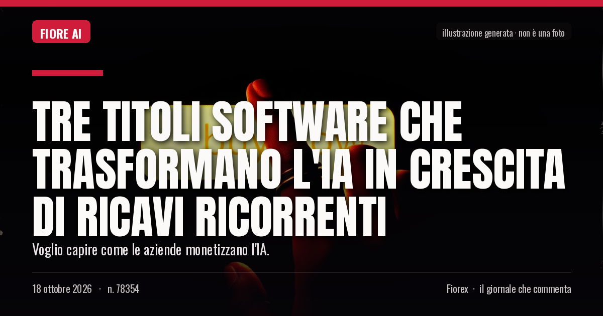Illustrazione generata per il pezzo: Tre titoli software che trasformano l'IA in crescita di ricavi ricorrenti