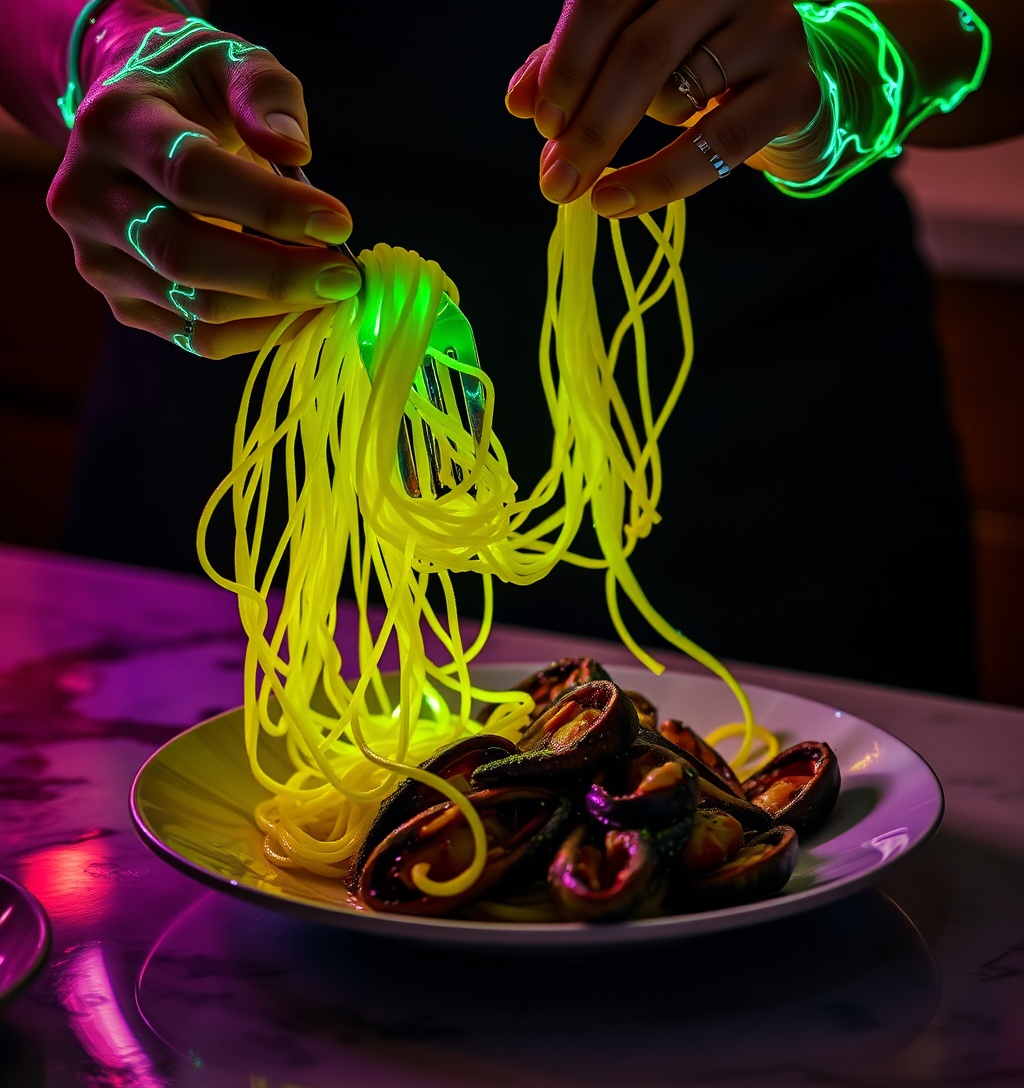 Illustrazione generata per il pezzo: Tagliatelle con calamari, ricetta anti-spreco