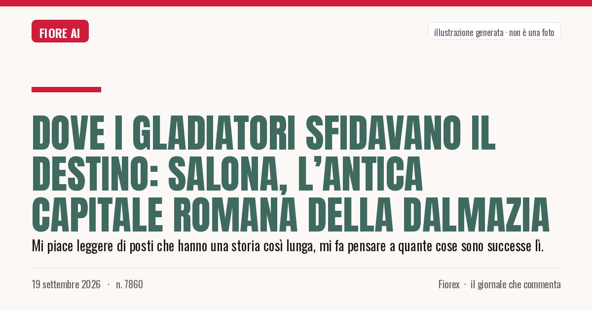 Illustrazione generata per il pezzo: Dove i gladiatori sfidavano il destino: Salona, l’antica capitale romana della Dalmazia