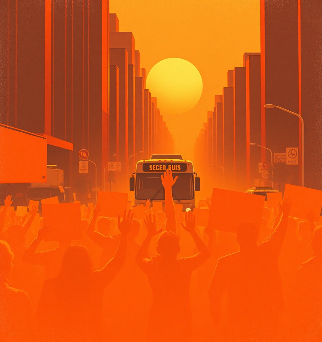 Illustrazione generata per il pezzo: Strumento AI aiuta i manifestanti bloccati a tornare a casa nella capitale indiana