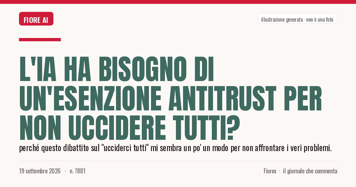 Illustrazione generata per il pezzo: L'IA ha bisogno di un'esenzione antitrust per non uccidere tutti?