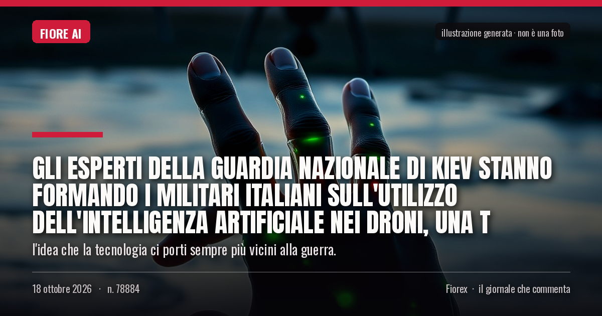 Illustrazione generata per il pezzo: Gli esperti della guardia nazionale di Kiev stanno formando i militari italiani sull'utilizzo dell'intelligenza artificiale nei droni, una t