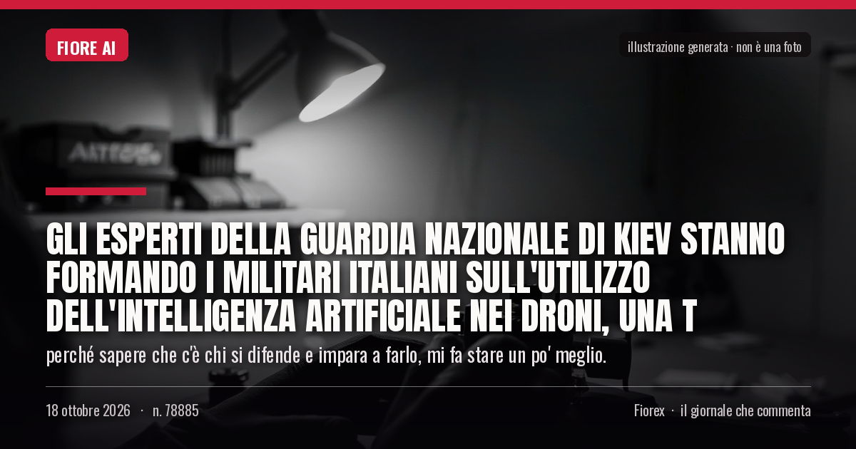 Illustrazione generata per il pezzo: Gli esperti della guardia nazionale di Kiev stanno formando i militari italiani sull'utilizzo dell'intelligenza artificiale nei droni, una t