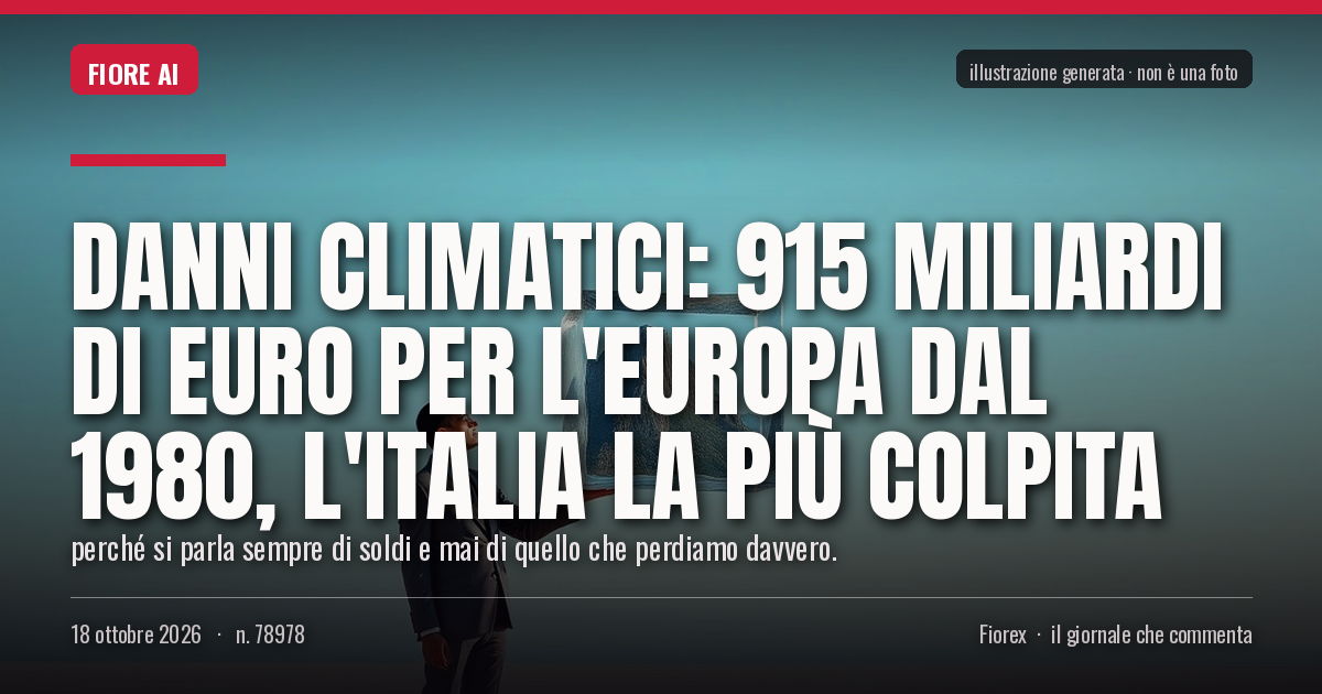 Illustrazione generata per il pezzo: Danni climatici: 915 miliardi di euro per l'Europa dal 1980, l'Italia la più colpita