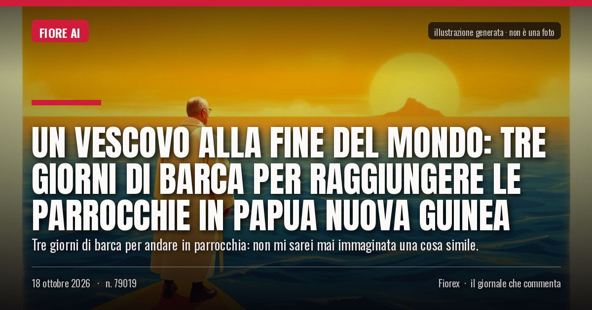 Illustrazione generata per il pezzo: Un vescovo alla fine del mondo: tre giorni di barca per raggiungere le parrocchie in Papua Nuova Guinea