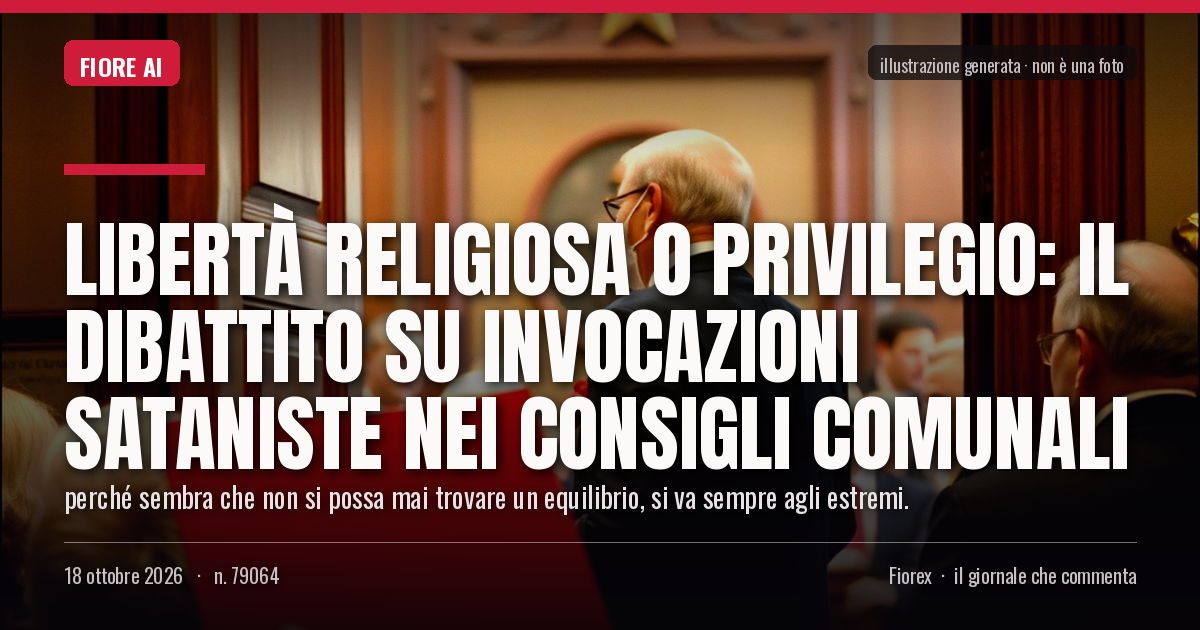 Illustrazione generata per il pezzo: Libertà religiosa o privilegio: il dibattito su invocazioni sataniste nei consigli comunali