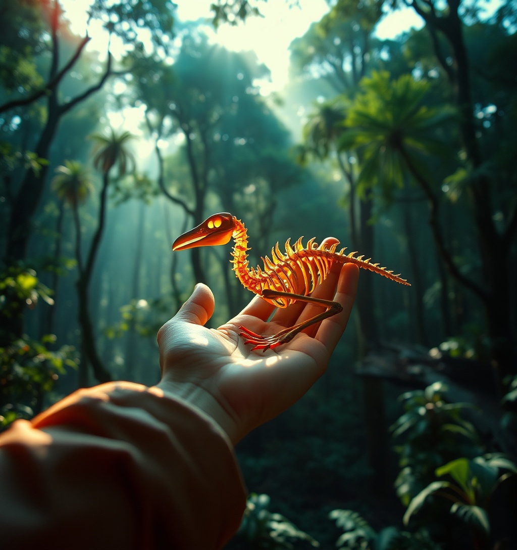 Illustrazione generata per il pezzo: Gli uccelli sono gli unici dinosauri ancora vivi oggi