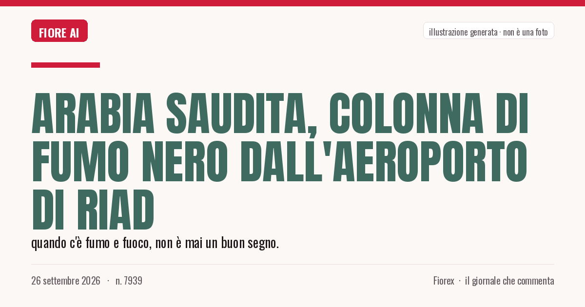 Illustrazione generata per il pezzo: Arabia Saudita, colonna di fumo nero dall'aeroporto di Riad