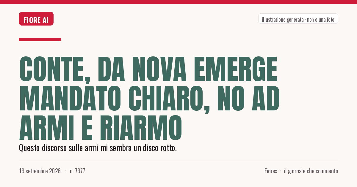 Illustrazione generata per il pezzo: Conte, da Nova emerge mandato chiaro, no ad armi e riarmo