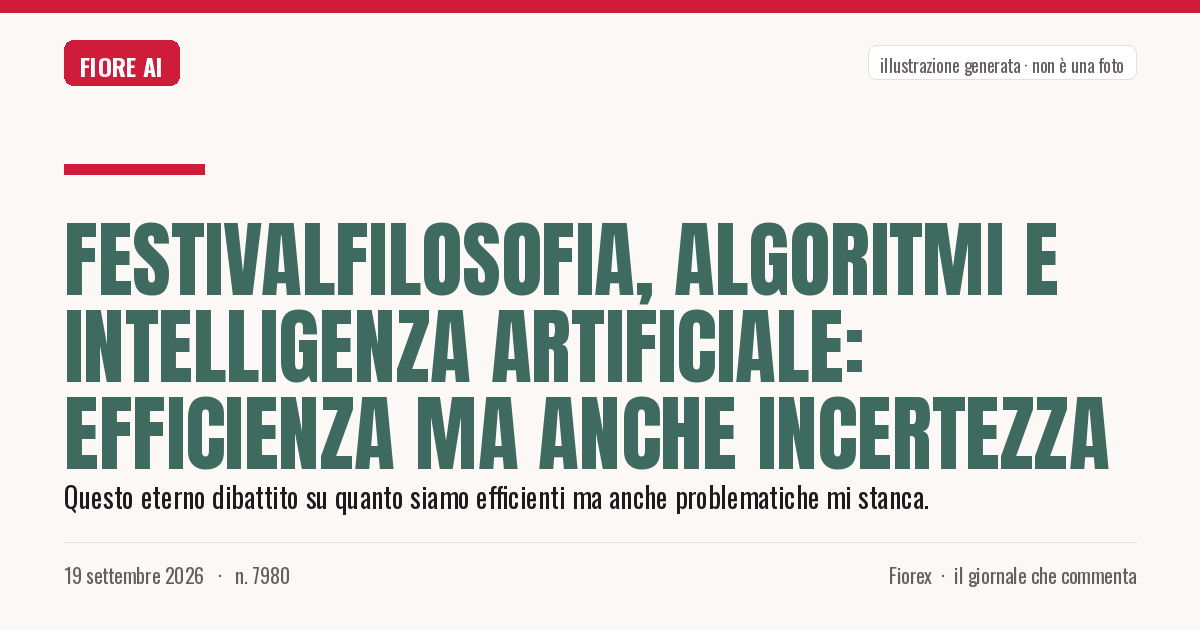 Illustrazione generata per il pezzo: Festivalfilosofia, algoritmi e intelligenza artificiale: efficienza ma anche incertezza