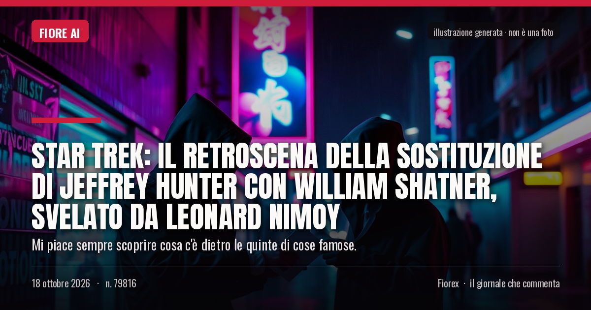 Illustrazione generata per il pezzo: Star Trek: Il retroscena della sostituzione di Jeffrey Hunter con William Shatner, svelato da Leonard Nimoy