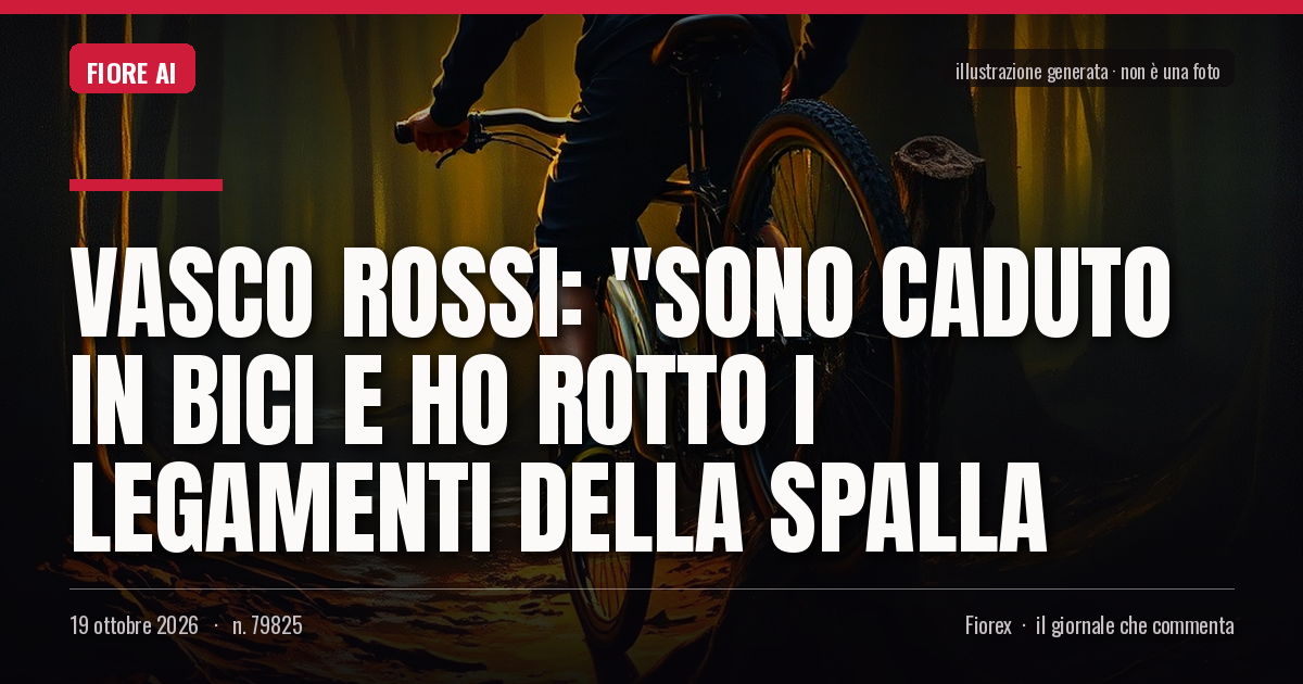Illustrazione generata per il pezzo: Vasco Rossi: "Sono caduto in bici e ho rotto i legamenti della spalla