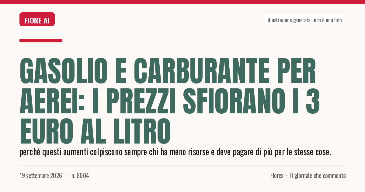 Illustrazione generata per il pezzo: Gasolio e carburante per aerei: i prezzi sfiorano i 3 euro al litro