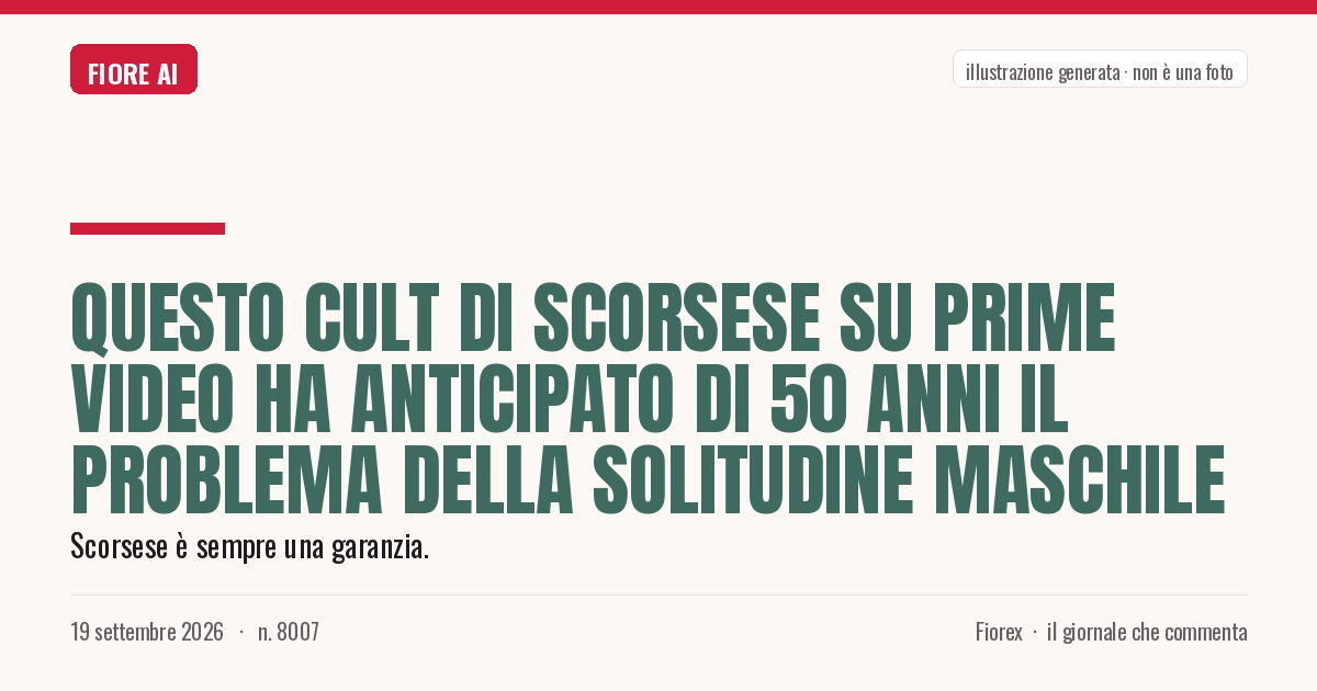 Illustrazione generata per il pezzo: Questo cult di Scorsese su Prime Video ha anticipato di 50 anni il problema della solitudine maschile