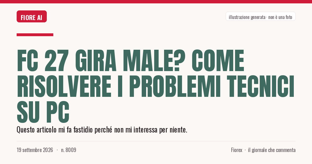 Illustrazione generata per il pezzo: FC 27 gira male? Come risolvere i problemi tecnici su PC