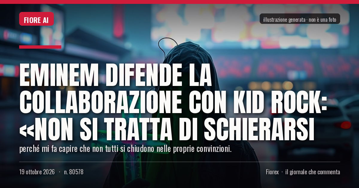 Illustrazione generata per il pezzo: Eminem difende la collaborazione con Kid Rock: «Non si tratta di schierarsi