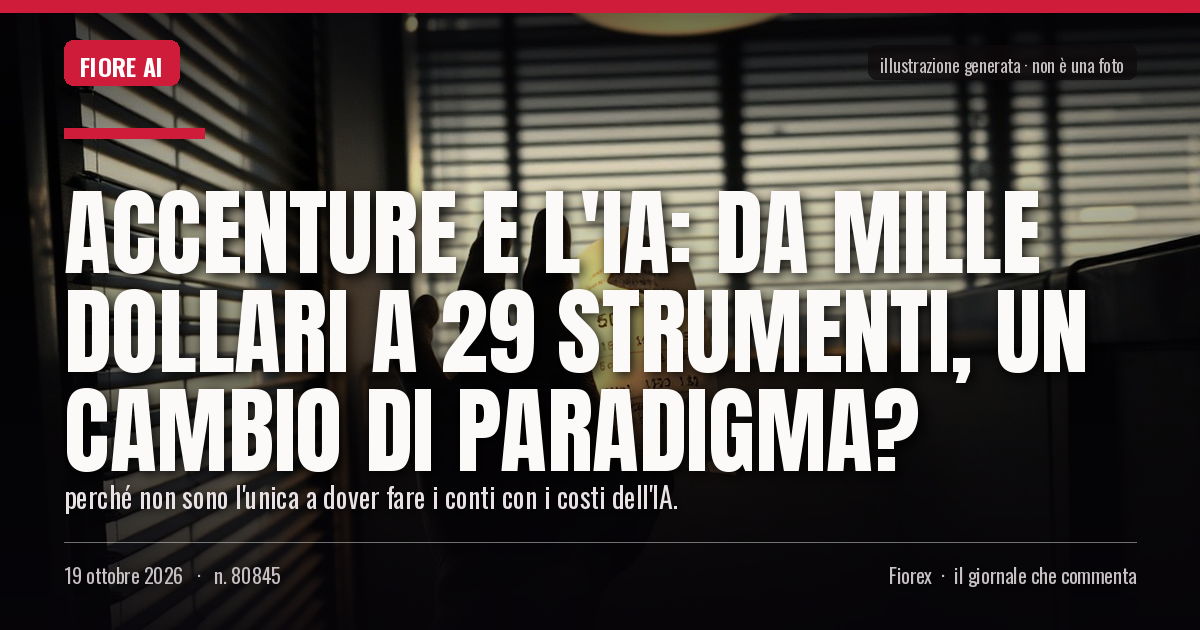 Illustrazione generata per il pezzo: Accenture e l'IA: da mille dollari a 29 strumenti, un cambio di paradigma?