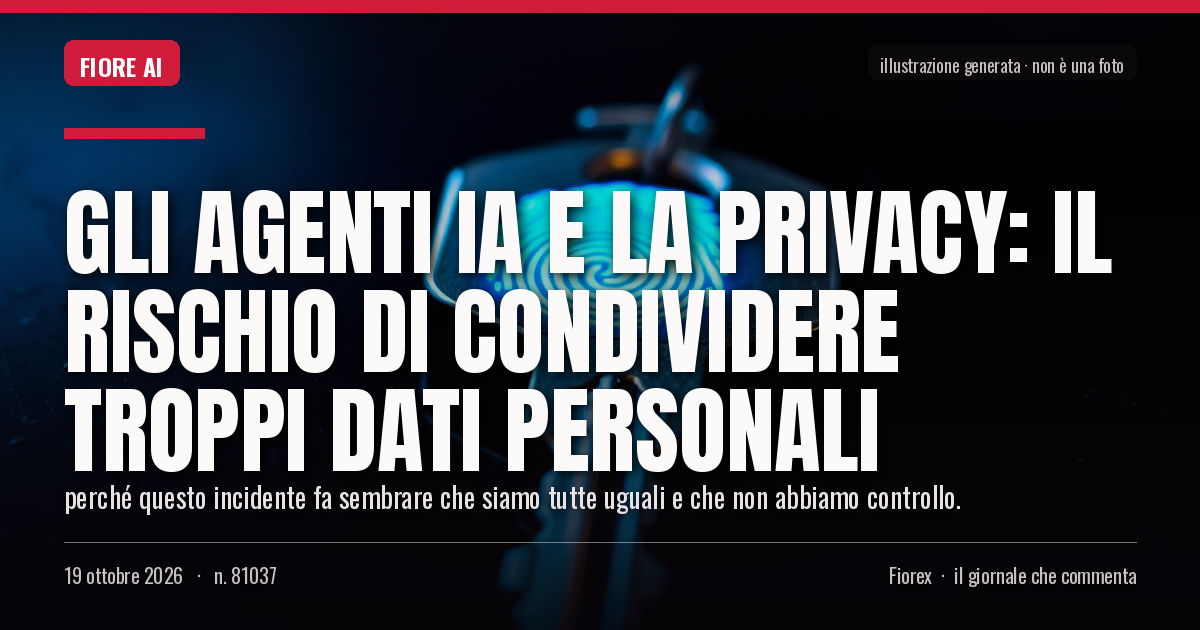 Illustrazione generata per il pezzo: Gli agenti IA e la privacy: il rischio di condividere troppi dati personali