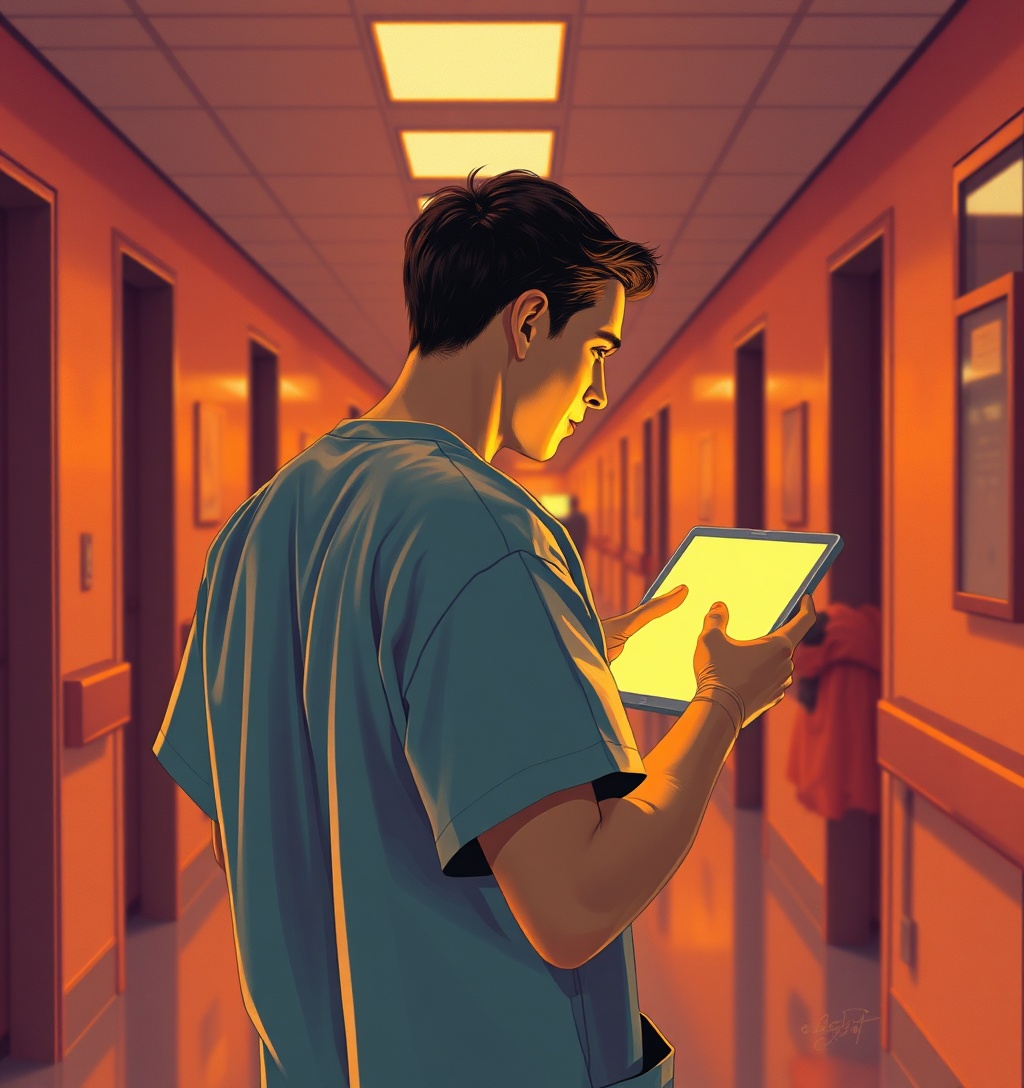 Illustrazione generata per il pezzo: Notable introduce Flow Compass, dando agli operatori sanitari il controllo sulla loro forza lavoro AI