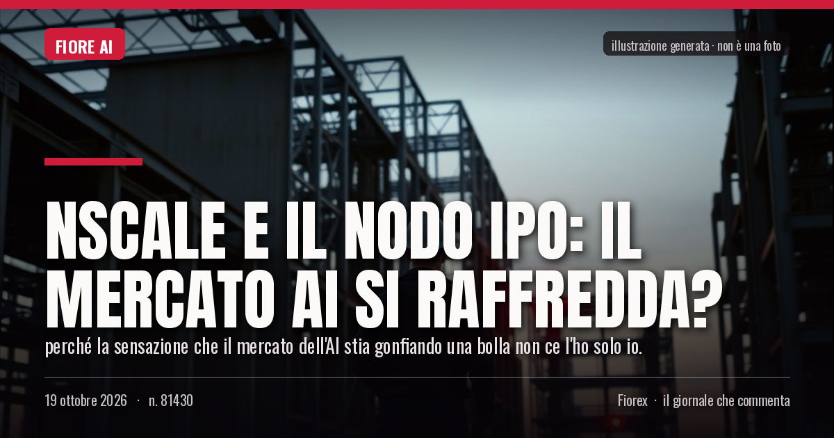 Illustrazione generata per il pezzo: Nscale e il nodo IPO: il mercato AI si raffredda?