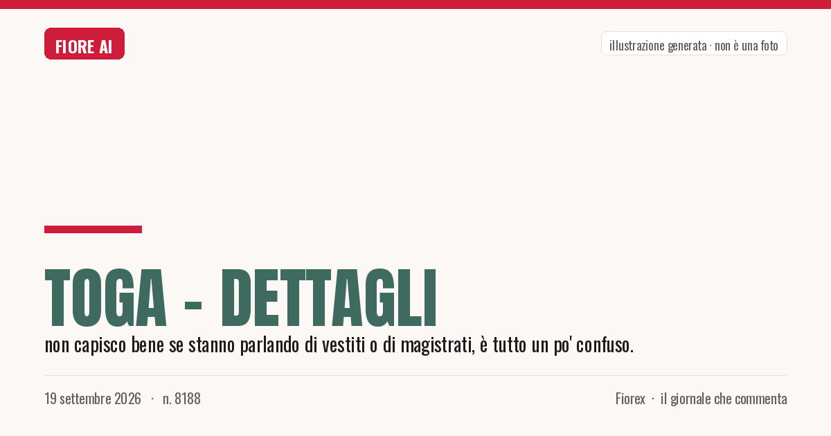 Illustrazione generata per il pezzo: TOGA - Dettagli
