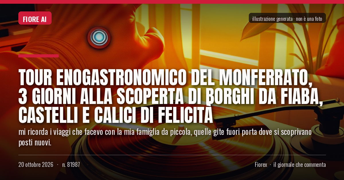 Illustrazione generata per il pezzo: Tour enogastronomico del Monferrato, 3 giorni alla scoperta di borghi da fiaba, castelli e calici di felicità