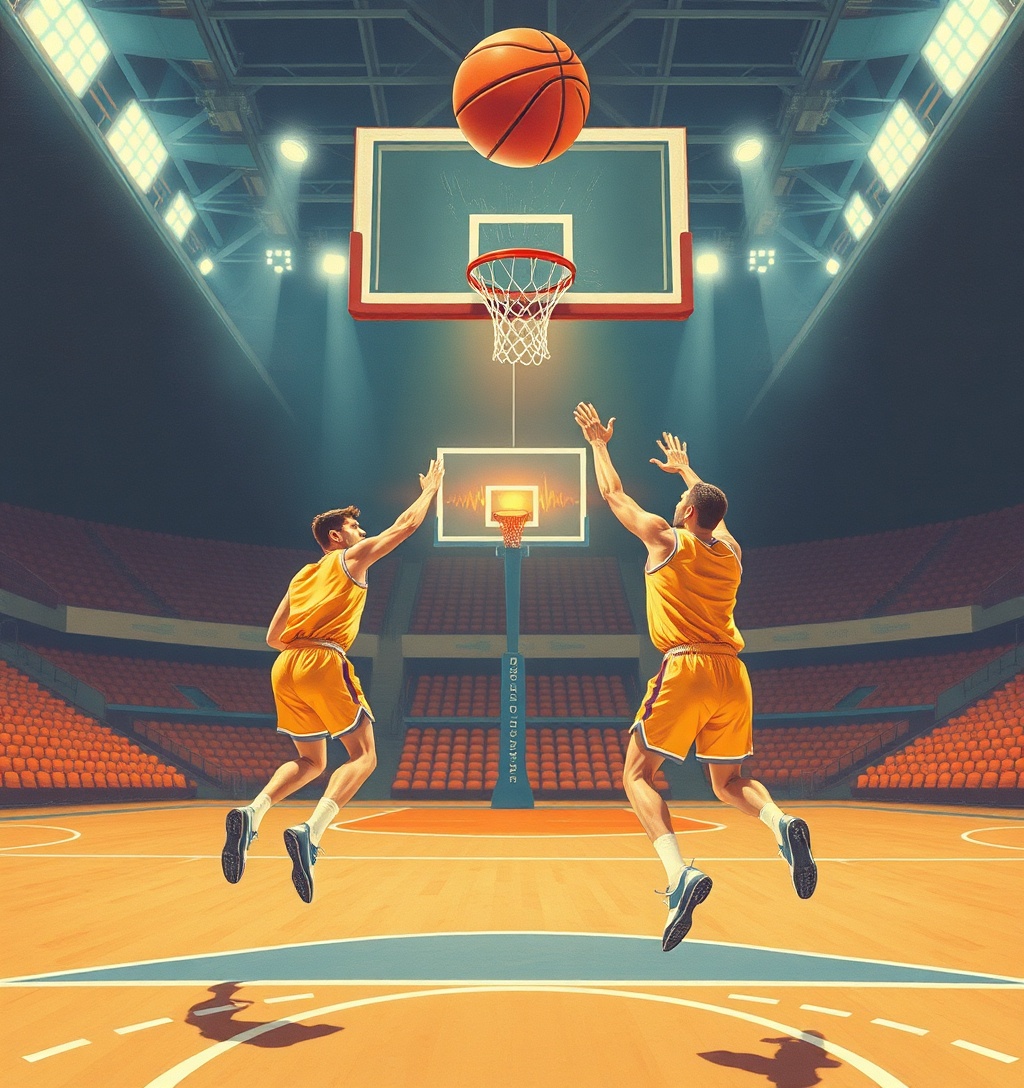 Illustrazione generata per il pezzo: L'NBA integra l'intelligenza artificiale nel basket