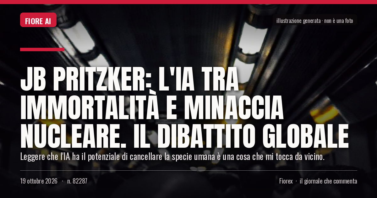 Illustrazione generata per il pezzo: JB Pritzker: l'IA tra immortalità e minaccia nucleare. Il dibattito globale