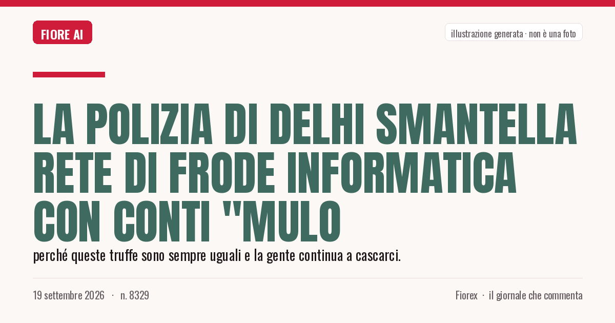 Illustrazione generata per il pezzo: La polizia di Delhi smantella rete di frode informatica con conti "mulo