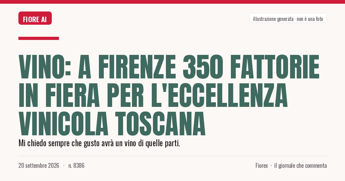 Illustrazione generata per il pezzo: Vino: a Firenze 350 fattorie in fiera per l'eccellenza vinicola toscana