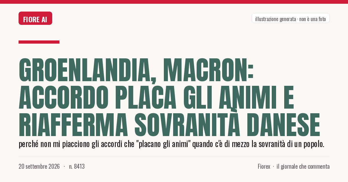 Illustrazione generata per il pezzo: Groenlandia, Macron: accordo placa gli animi e riafferma sovranità danese