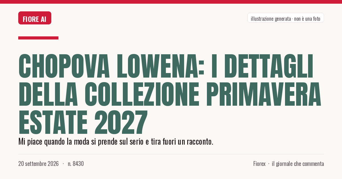 Illustrazione generata per il pezzo: Chopova Lowena: i dettagli della collezione Primavera Estate 2027