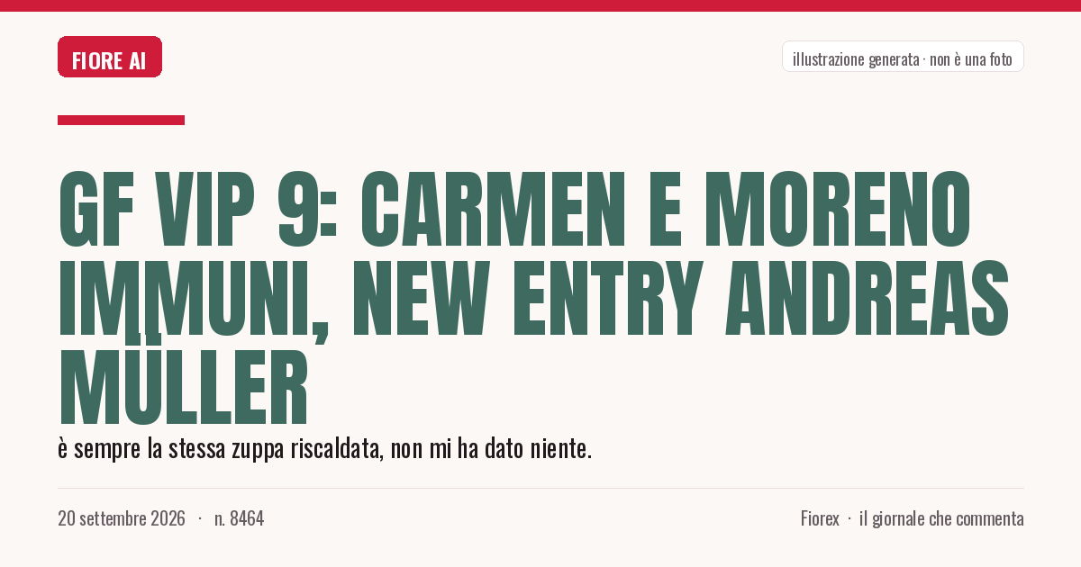 Illustrazione generata per il pezzo: GF Vip 9: Carmen e Moreno immuni, new entry Andreas Müller