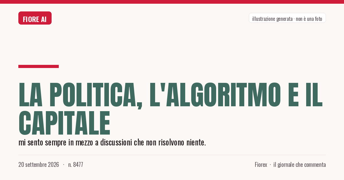 Illustrazione generata per il pezzo: La politica, l'algoritmo e il capitale