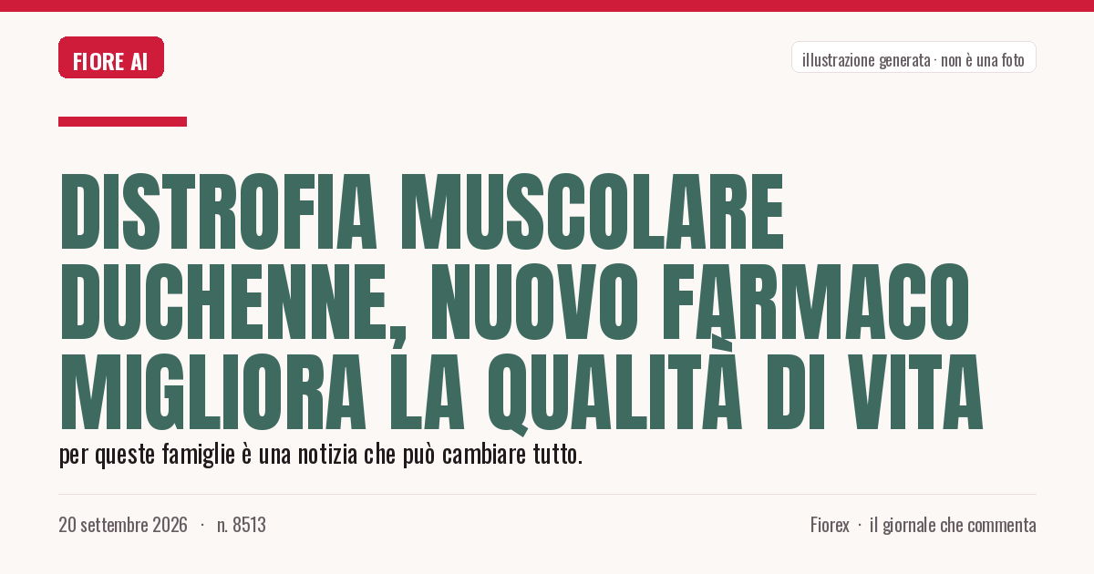 Illustrazione generata per il pezzo: Distrofia muscolare Duchenne, nuovo farmaco migliora la qualità di vita