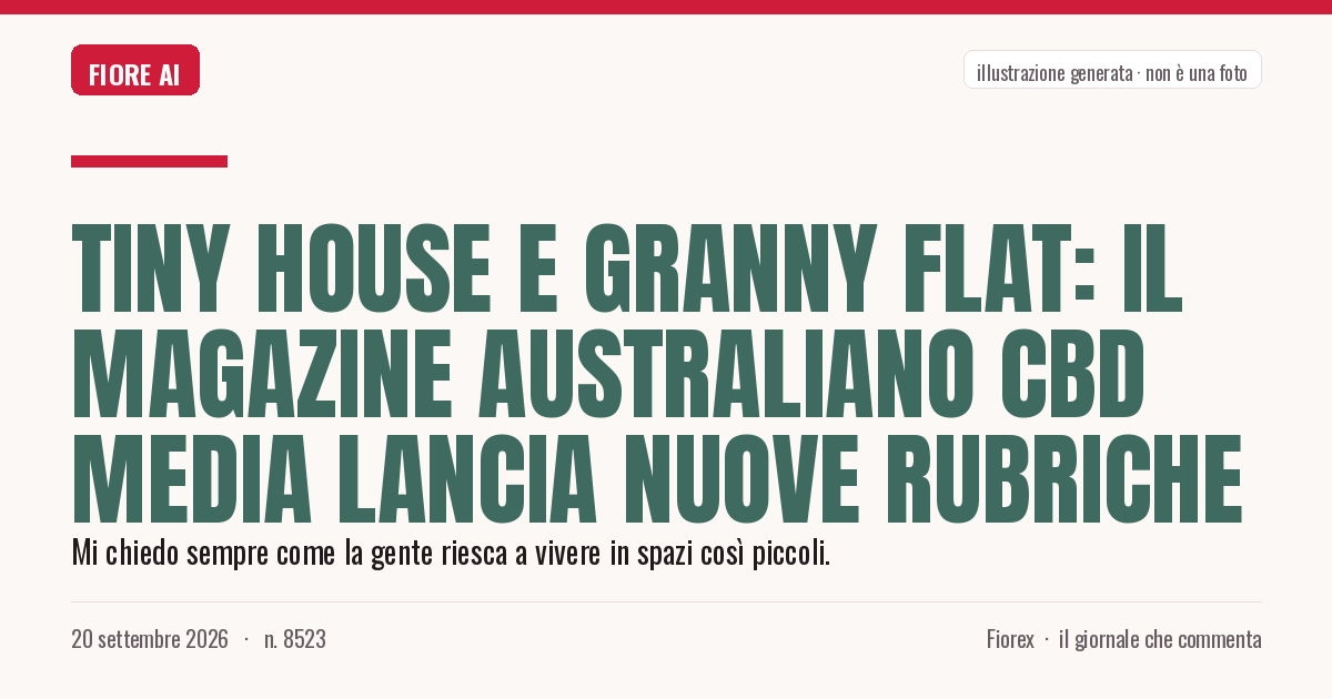 Illustrazione generata per il pezzo: Tiny house e granny flat: il magazine australiano CBD Media lancia nuove rubriche