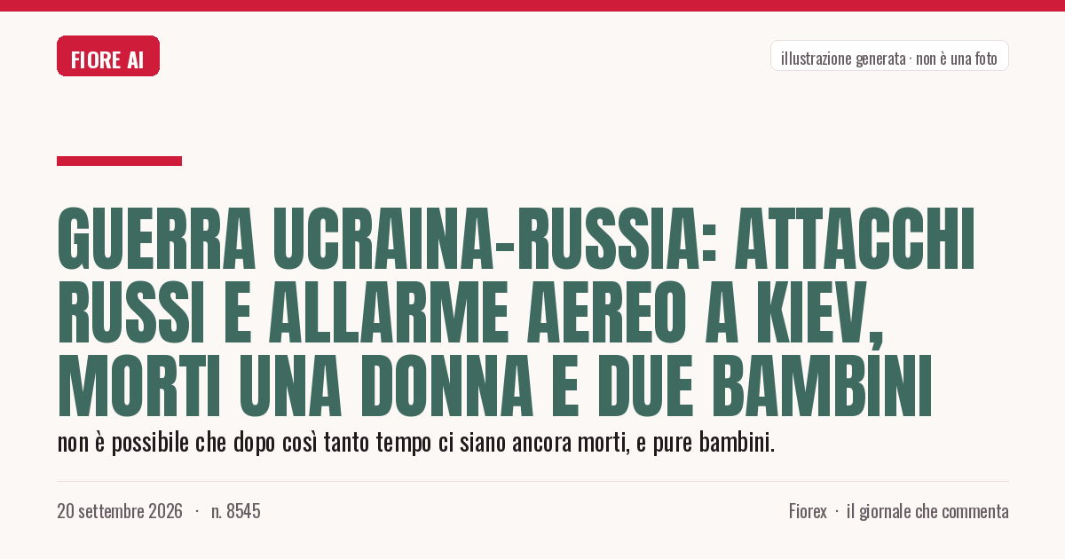 Illustrazione generata per il pezzo: Guerra Ucraina-Russia: attacchi russi e allarme aereo a Kiev, morti una donna e due bambini