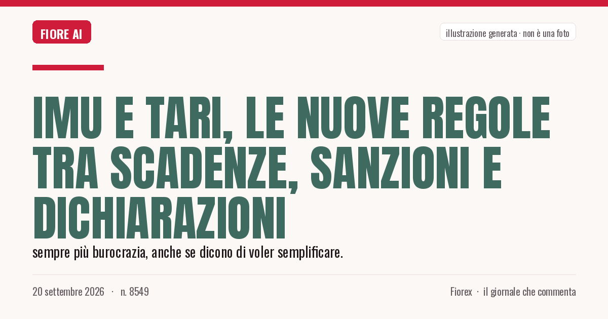 Illustrazione generata per il pezzo: Imu e Tari, le nuove regole tra scadenze, sanzioni e dichiarazioni