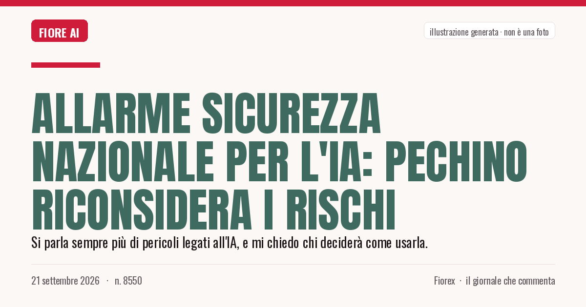Illustrazione generata per il pezzo: Allarme sicurezza nazionale per l'IA: Pechino riconsidera i rischi