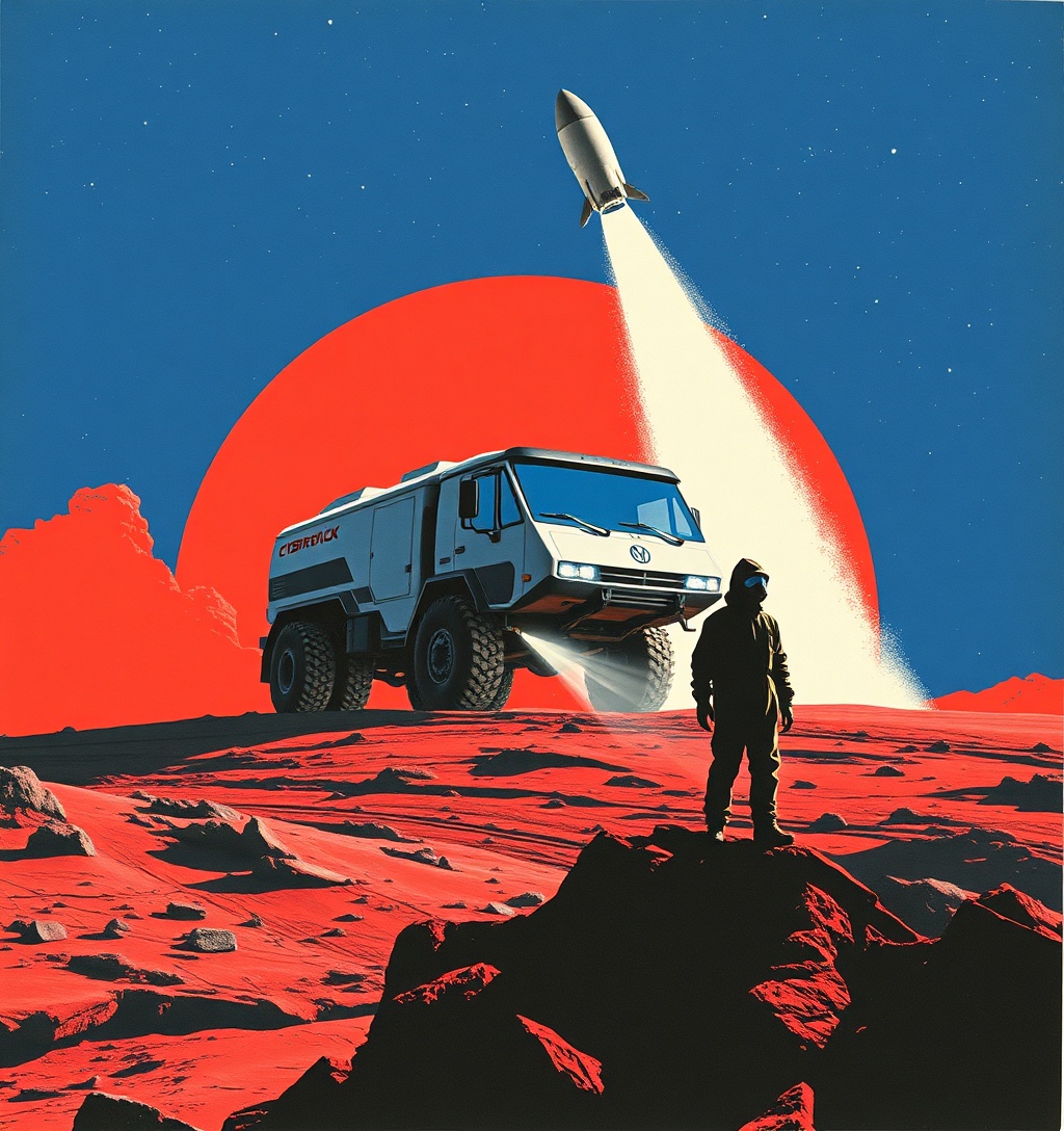 Illustrazione generata per il pezzo: Elon Musk: SpaceX e Tesla esplorano la più grande fusione della storia