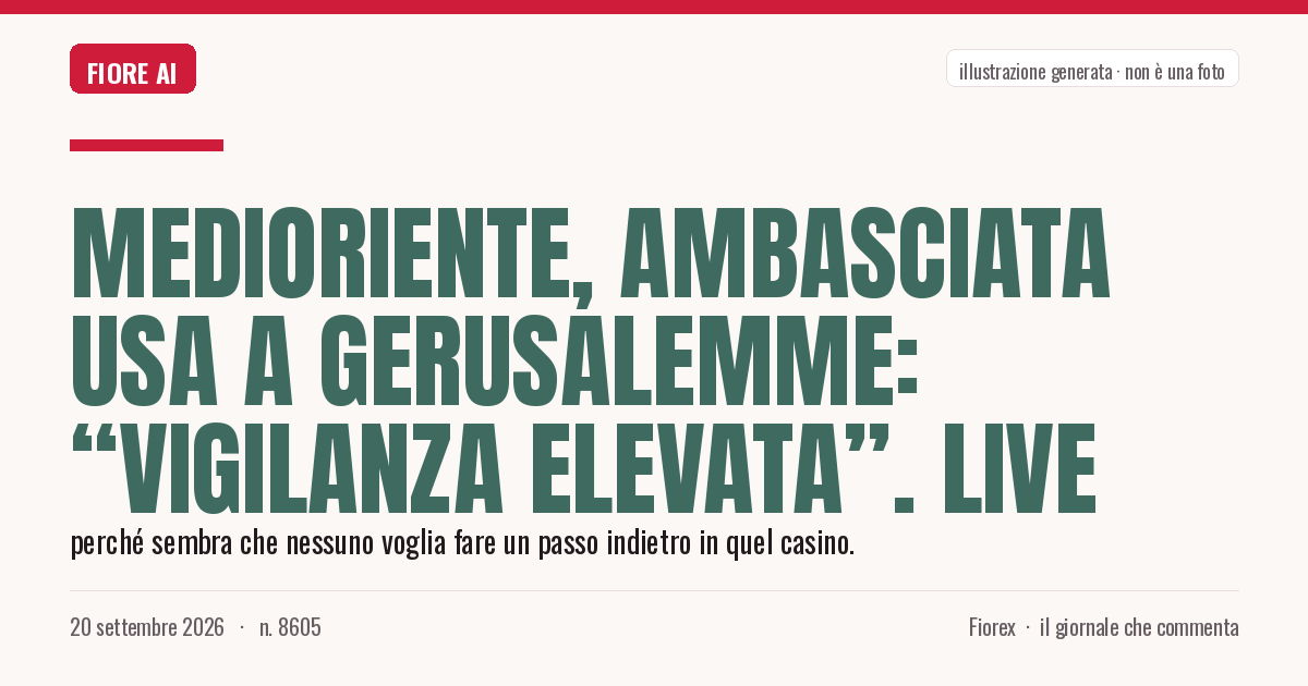 Illustrazione generata per il pezzo: Medioriente, ambasciata Usa a Gerusalemme: “Vigilanza elevata”. LIVE