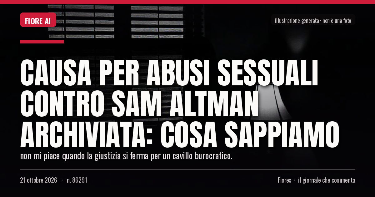 Illustrazione generata per il pezzo: Causa per abusi sessuali contro Sam Altman archiviata: cosa sappiamo
