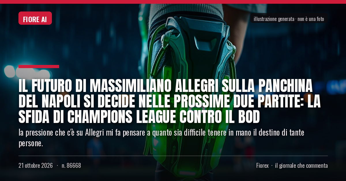 Illustrazione generata per il pezzo: Il futuro di Massimiliano Allegri sulla panchina del Napoli si decide nelle prossime due partite: la sfida di Champions League contro il Bod
