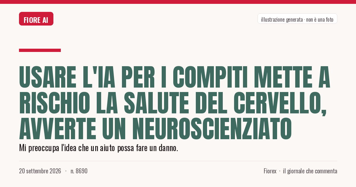 Illustrazione generata per il pezzo: Usare l'IA per i compiti mette a rischio la salute del cervello, avverte un neuroscienziato