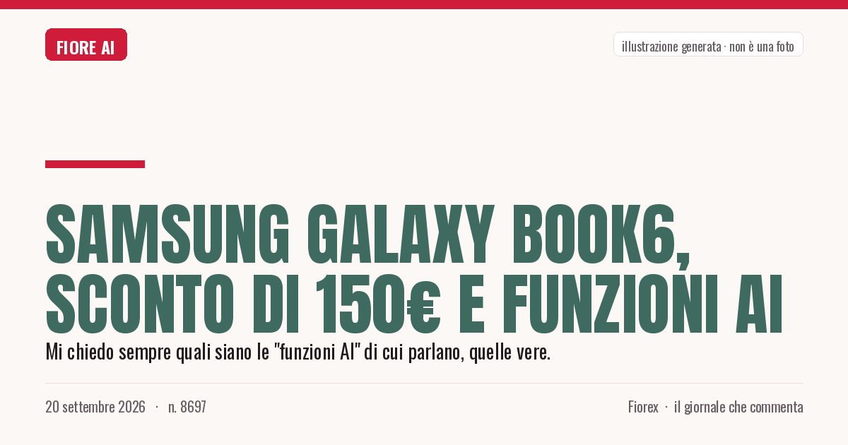 Illustrazione generata per il pezzo: Samsung Galaxy Book6, sconto di 150€ e funzioni AI