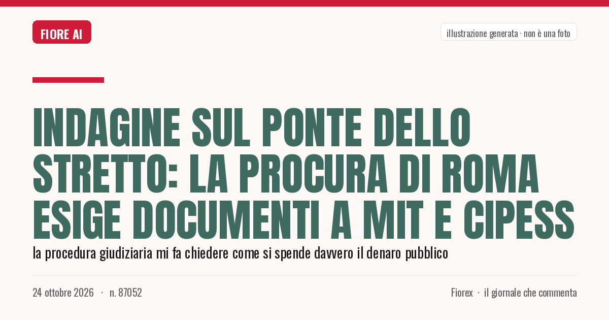 Illustrazione generata per il pezzo: Indagine sul Ponte dello Stretto: la Procura di Roma esige documenti a Mit e Cipess